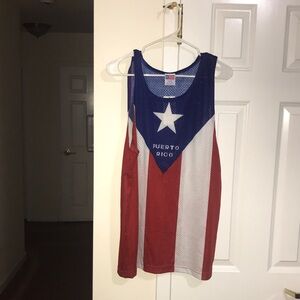 NWT Intn’l Item’s, Inc Puerto Rico Full Flag Mesh Tank Top - Red White Blue
